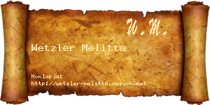 Wetzler Melitta névjegykártya